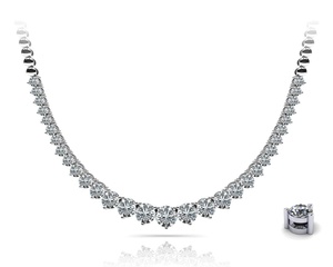 Collar de tenis exclusivo de platino con diamante redondo de 3 puntas cultivado en laboratorio y metal brillante, fabricante mayorista y minorista OEM - Product Image 1