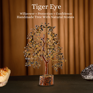 Árbol de la Vida de Cristal de Ojo de Tigre al por Mayor con Alambre Dorado, Piedras Curativas de Gemas, Árbol de Cristal para Decoración del Hogar - Product Image 3