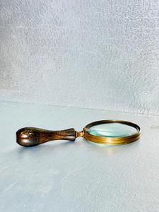 4'' Handmade Durable Brass Magnifying Glass Brown Finish Wooden Handle Modern Style OLD WORLD TREASURE HANDICRAFTS Model MG-090 - Product Image 1