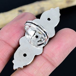 Natural Black Onyx Gemstone Adjustable Traditional Handmade Unisex Designer Ring Brass 925 Silver Plated Jewelry - Product Image 3