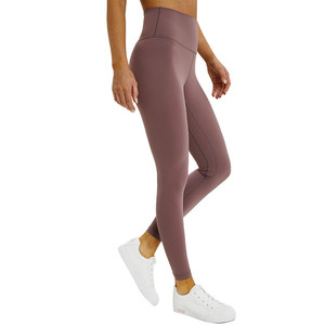 Leggings de sport taille haute, longueur intégrale, noirs unis, en tricot extensible, respirants et confortables, pour yoga et fitness - Product Image 2