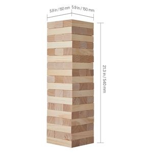Torre de Madera de Pino de 54 Bloques con Bolsa de Transporte y Marcador, Juego de Apilamiento de Madera - Product Image 5