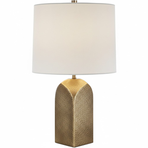 Lampe de table en métal doré à texture martelée de style moderne avec abat-jour en tissu blanc, finition or antique pour la décoration de la maison - Product Image 6