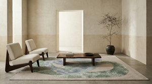 Alfombra Moderna Abstracta con Diseño de Hojas, Tejida a Mano con Lana de Nueva Zelanda, Base de Látex, Superficie Suave, Tono Neutro, para Sala de Estar, Dormitorio o Salón - Product Image 2