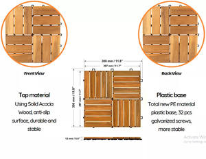 Dalles de terrasse extérieures en bois d'acacia du Vietnam, imperméables, antidérapantes, à emboîtement - Design contemporain, écologiques, sans entretien - Product Image 6