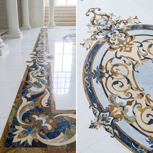 Medallón Decorativo de Mármol para Piso con Diseño Europeo Personalizado de Hayat Group, Incrustaciones de Azulejos para Salón de Villa o Sala de Estar - Product Image 4