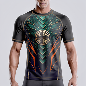 T-shirt de compression à manches courtes pour homme, motif couronne royale, imprimé par sublimation violet, jaune, bleu, séchage rapide - Product Image 5