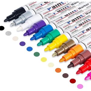 Lot de 12 stylos de peinture à l'huile à séchage rapide et imperméables, marqueurs pour peinture sur roche, verre, tissu et céramique pour créations artistiques - Product Image 1