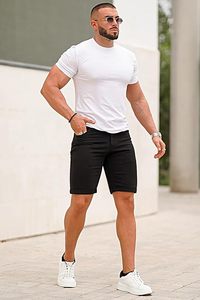Men's <b>Black</b> Denim <b>Shorts</b> Mid Waist Straight Leg Casual Summer Cotton Breathable Woven Style - Product Image 5