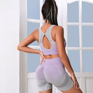 Nuevo Conjunto de Yoga al por Mayor para Mujer, Sujetadores Deportivos Sin Costuras, Pantalones Cortos de Entrenamiento con Efecto Push-Up, Conjuntos Deportivos para Gimnasio y Fitness - Product Image 2