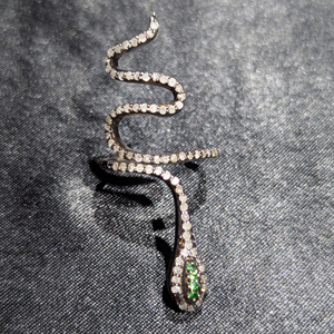 REYES Premium Quality 925 Sterling <b>Silver</b> Natural Diamond with Emerald Gemstone <b>Snake</b> Full Finger <b>Ring</b> Victorian Fine Jewelry - Product Image 4