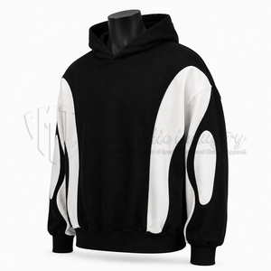 Sweat-shirt à capuche oversize pour homme, color block, manches raglan, design découpé, tissu French Terry, vêtement d'automne - Product Image 3