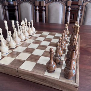 ILAHI's Eco-Friendly Rustic Polished Rectangle <b>Chess</b> <b>Board</b> Game 100% Handmade Pure Wood Animal/Love Style Customized Size <b>Chess</b> - Product Image 1