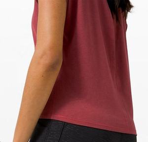Women's <b>Red</b> Cap Sleeve <b>Crop</b> <b>Top</b> O-Neck Short Sleeve Casual Solid Color Knitted Cotton Breathable T-Shirt Spring Summer Wear - Product Image 4