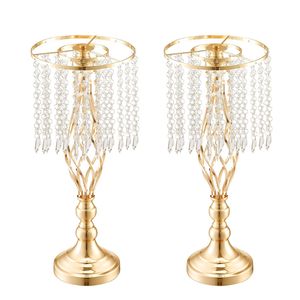 Set di 12 Supporti Floreali in Metallo Dorato da 49cm/19.3 Pollici, Vasi per Fiori in Cristallo, Eleganti Decorazioni da Tavolo per Matrimoni - Product Image 3