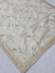 Tissu de broderie en gros pour dupatta, géorgette lourde, broderie florale, sequins, perles, tissu de créateur pour lehenga, robe de mariée, matière pour costume - Product Image 5