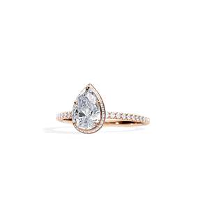 Women's 14K Gold Pear Cut Diamond Engagement Ring Prong Setting Floral Style - Product Image 3