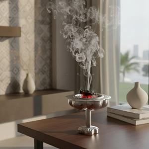 Ensemble de brûleurs à lotus en métal moderne, porte-encens arabe de luxe pour charbon de bois, pour la décoration de la maison, le yoga et les cadeaux de l'Aïd, Or, Argent, Noir - Product Image 3