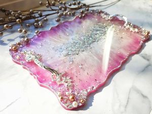 Handmade Metal Handicraft Modern Oval Crystal Abstract <b>Gold</b> Leaf <b>Serving</b> <b>Tray</b> Luxury Decor Bar Counter - Product Image 4