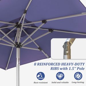 Parasol de patio rectangulaire bleu marine avec manivelle de levage et fonction d'inclinaison - Base non incluse - Product Image 3