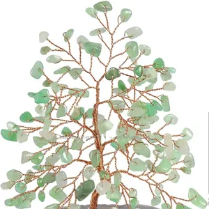 Doğal yeşil aventurin kristal kuvars para ağacı eskitme taşlar 5.5 "-6.3", geode akik dilimleri taban Feng Shui süsler ev