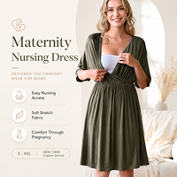 Robe de maternité OEM/ODM, chemise de nuit d'allaitement, vêtement de nuit respirant sans armatures, noir, vert foncé, taille XL