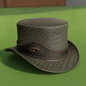 Chapeau haut-de-forme en cuir fait main de qualité supérieure, sur mesure, avec détails steampunk gothique, pour cosplay et fantaisie. - Product Image 1