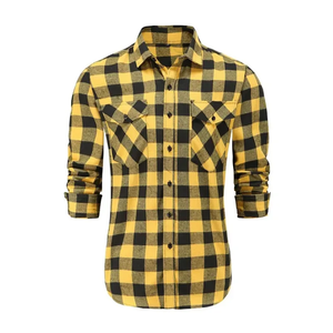 Customized 100% Cotton Flannel Solid <b>Shirt</b> Men <b>Quilted</b> Lined Brushed Single Button Turn-down Collar Casual Breathable Spring - Product Image 3