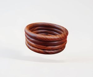 Ensemble de 4 bracelets joncs ronds en bois faits à la main, en forme de cœur, en bois de teck brun, plaqué or, style vintage pour femme - Product Image 3