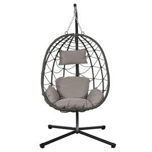 Fauteuil suspendu en forme d'œuf pour intérieur/extérieur avec support, fauteuil suspendu en osier pour patio, chambre à coucher, salon - Product Image 1