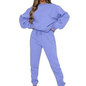 Conjuntos de ropa personalizados para mujer, conjunto deportivo informal, conjunto de sudadera de felpa, conjunto de jogging de algodón, conjunto de dos piezas para mujer, sudadera y pantalones deportivos. - Product Image 3