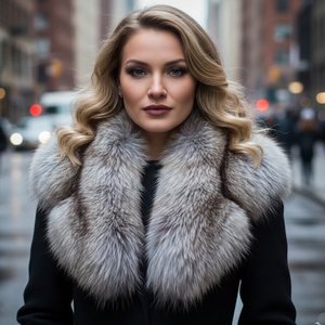 ชุดผ้าพันคอขนสุนัขจิ้งจอกแท้สำหรับผู้หญิง พร้อมซับในผ้าซาติน ระบายอากาศได้ดี เป็นมิตรกับสิ่งแวดล้อม และสามารถถอดออกได้ - Product Image 5