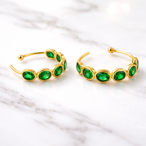 Pendientes de Aro con Múltiples Piedras Preciosas, Plata de Ley 925 con Acabado en Oro de 18k, Joyería de Bisutería, Regalo, Joyería Hecha a Mano - Product Image 4