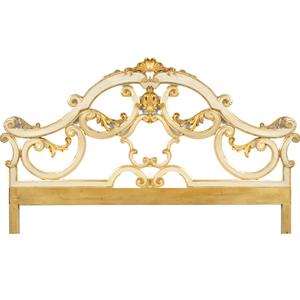 Cabecero de Cama de Madera Tallada a Mano con Diseño de Media Luna y Acabado Dorado, Cabecero de Madera para Montar en la Pared, Decoración para el Hogar - Product Image 1