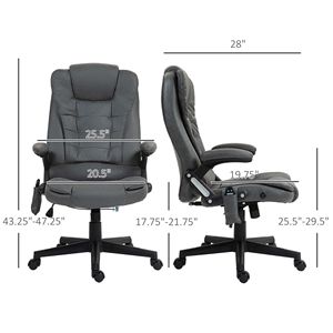Sedia da Ufficio Ergonomica Grigio Scuro con Massaggio a 6 Punti, Schienale Alto Reclinabile con Base in Alluminio Riscaldata per Home Office - Product Image 3