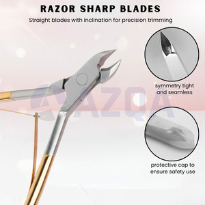 Stainless Steel Cuticle Nipper with Gold Plated Handle Professional Nail Care Trimming <b>Tool</b> Manicure Pedicure Grooming - Product Image 2