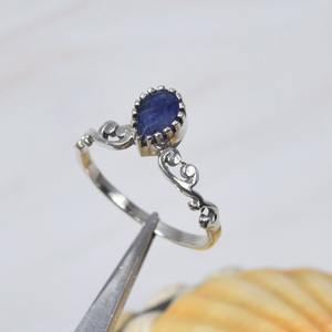 Bague en argent sterling massif 925 en forme de poire bijoux faits à la main avec pierre précieuse Labradorite Multi feu naturel plaqué rhodium - Product Image 3