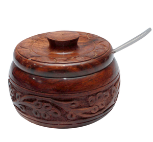 Azucarero de madera Royal con cuchara, hecho a mano, venta al por mayor, tarro de especias de madera, proveedor mayorista - Product Image 5