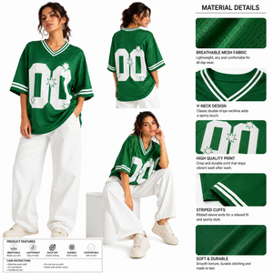 เสื้อเจอร์ซีย์อเมริกันฟุตบอลผ้าตาข่ายพิมพ์ลายตามสั่ง คอวี แขนสั้น ทรงหลวม ลายดาว พร้อมหมายเลข สไตล์สตรีทแวร์ Y2K - Product Image 5