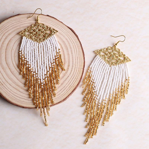 Drop <b>Earrings</b> Hand-Woven Gold <b>White</b> Black Red Fringe Pendant <b>Earrings</b> for Women Jewelry Wholesale by MD HANDICRAFTS - Product Image 5