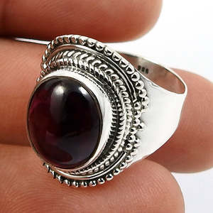 Handmade Fine Jewelry Crafted From Solid 925 Sterling <b>Silver</b> IGI Certified Natural Oval Cut <b>Garnet</b> Gemstone Bohemian <b>Ring</b> - Product Image 4