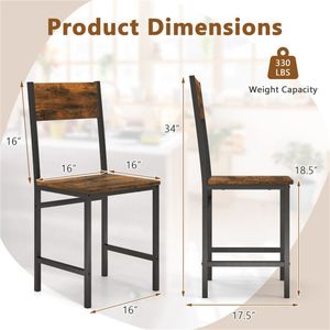 4 sedie da pranzo in stile industriale marrone rustico, capacità 330 libbre, con sedie laterali da cucina dal design contemporaneo in pelle PU rimovibile - Product Image 2