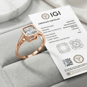 แหวนเพชรเพาะเลี้ยง 1.7 กะรัต รับรองโดย IGI ตัวเรือนทองคำแท้ 9K แบบฝังขอบ สำหรับเป็นของขวัญหมั้นหรือวันครบรอบสำหรับผู้หญิง รับสั่งทำพิเศษจากซัพพลายเออร์ - Product Image 3