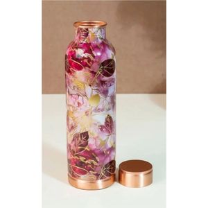 Botella de Cobre Puro con Diseño Floral, Ecológica, Reutilizable, para Deportes, Ayurveda y Bienestar - Product Image 1