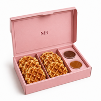 Boîte d'emballage alimentaire en gaufre rose réutilisable et écologique personnalisée avec compartiments, coupelles à sauce, boîte cadeau pour boulangerie, biodégradable, vente en gros