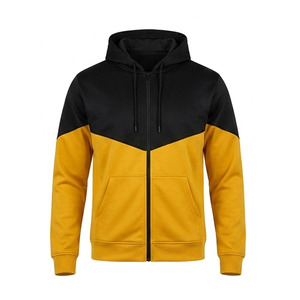 Custom Men's Two-Tone Fleece Zip-Up Hoodie Contrast Color Block Sweatshirt Full Zipper Hooded <b>Jacket</b> For Men - Product Image 1