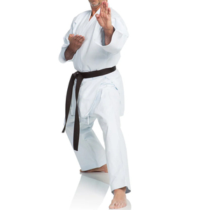 Kimono de karaté pour homme 100% coton, durable, coupe classique, vêtements d'arts martiaux pour adultes, blanc avec ceinture noire - Product Image 4