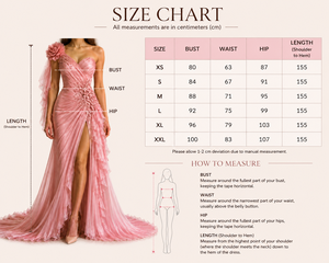 Vestido de Noche Rosa de Lujo con un Hombro Descubierto, Apliques Florales Fruncidos, Abertura Alta, Ajustado, de Gasa, Largo hasta el Suelo, para Fiesta o Boda - Product Image 5