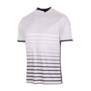 เสื้อยืดคอกลมแขนสั้นลายทางสีเหลืองน้ำเงินสำหรับผู้ชาย ทรงปกติ สไตล์ลำลอง พิมพ์ลายแบบซับลิเมชั่น ผ้าโพลีเอสเตอร์ 100% แห้งเร็ว - Product Image 2