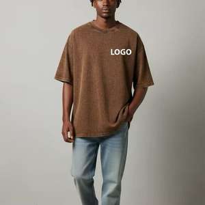 Camiseta Oversize con Lavado Ácido, Microfibra, Tu Diseño, Logotipo, Tallas Grandes, Camiseta Vintage, Algodón Grueso para Hombre - Product Image 2